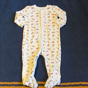 Ralph Lauren white baby Footie with tractor farm Print